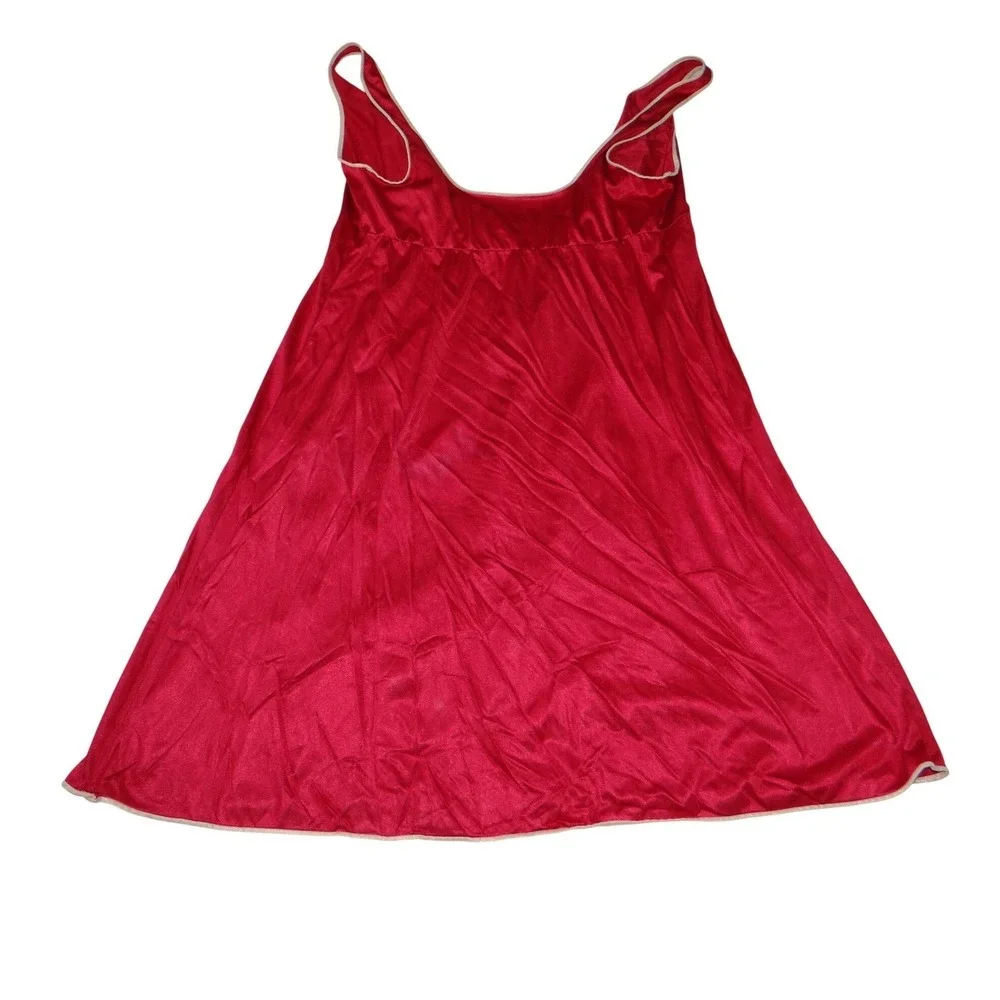 Vintage 2 pc‎ Red Satin Nightgown Slip Loungewear Size 34 S Made in USA